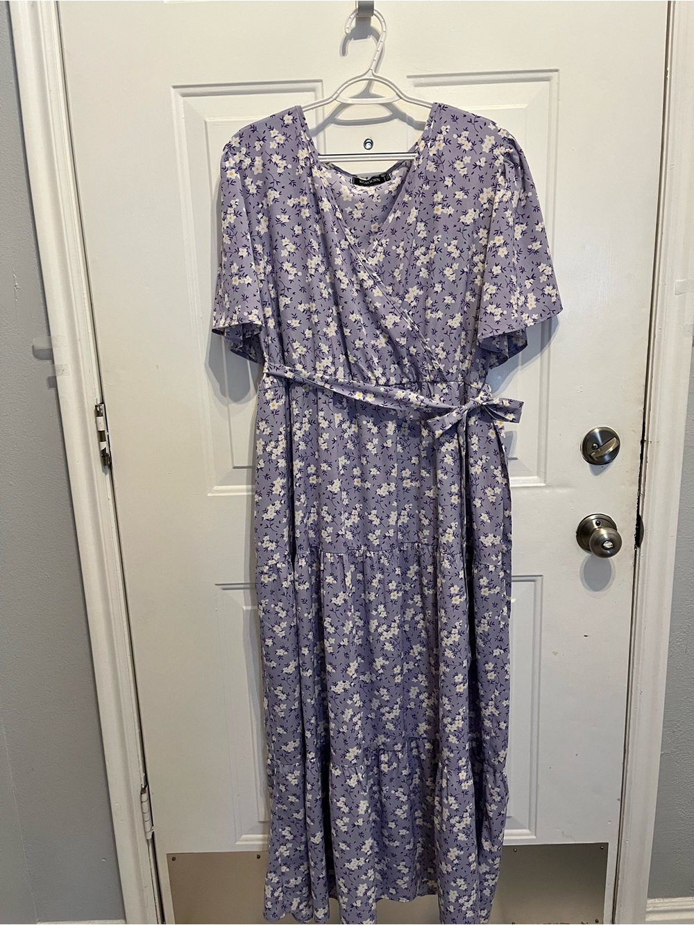 Lilac Floral Wrap Maxi Dress with Tie Waist